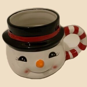 Snowman Mug with Candy Cane Handle